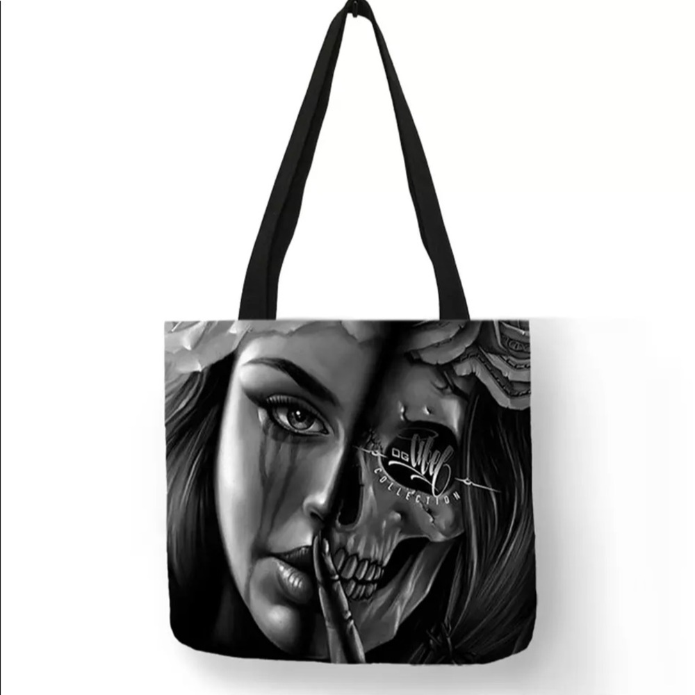 New Casual Handbag in Woman Totes Skull Art Tattoo.